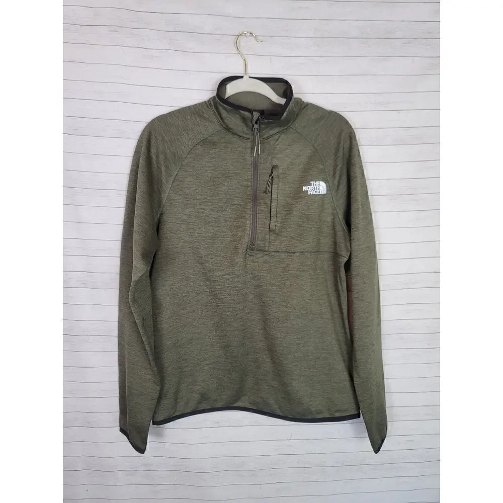 The North Face Canyonland 1/2 Zip Fleece Jacket in Taupe Green Heather, sz Small